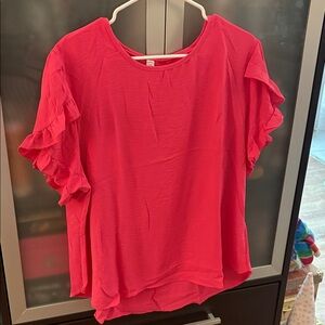 Ruffled Sleeve Women's Blouse - Pink